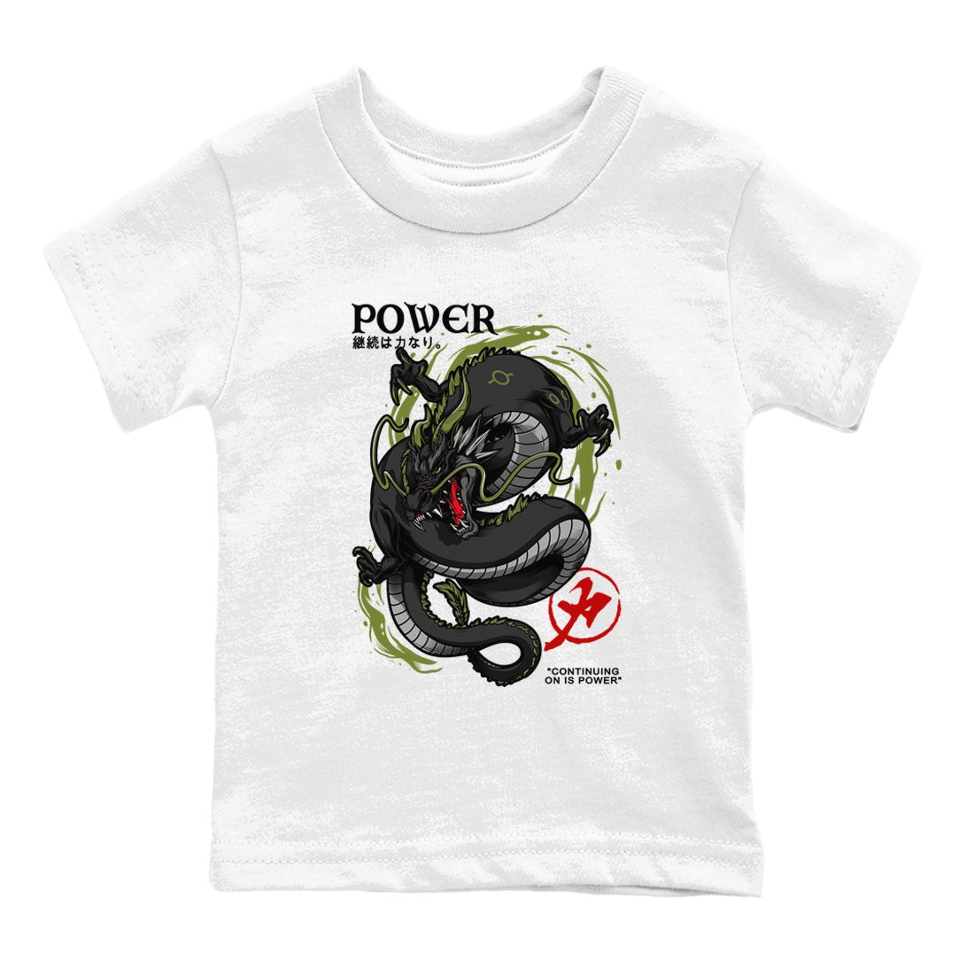 Jordan 1 Olive t shirts to match sneakers Dragon Power sneaker match tees Air Jordan 1 Low x Travis Scott Reverse Olive tee SNRT Sneaker Tees Youth Baby White 2 tee