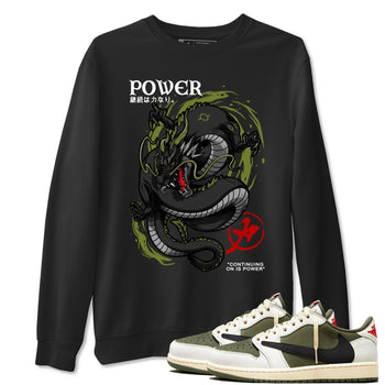 Jordan 1 Olive t shirts to match sneakers Dragon Power sneaker match tees Air Jordan 1 Low x Travis Scott Reverse Olive tee SNRT Sneaker Tees unisex cotton Black 1 shirts