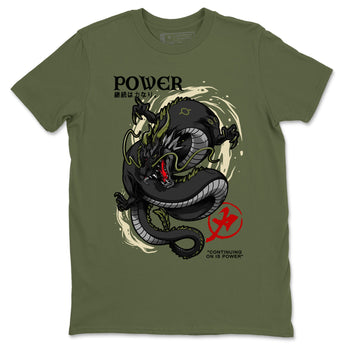 Jordan 1 Olive t shirts to match sneakers Dragon Power sneaker match tees Air Jordan 1 Low x Travis Scott Reverse Olive tee SNRT Sneaker Tees unisex cotton Military Green 2 shirts