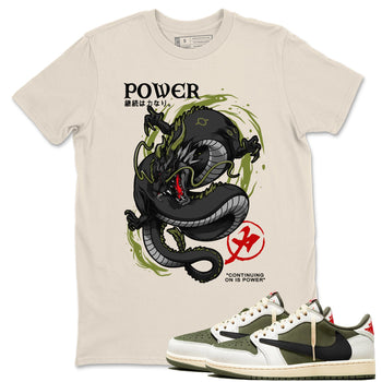 Jordan 1 Olive t shirts to match sneakers Dragon Power sneaker match tees Air Jordan 1 Low x Travis Scott Reverse Olive tee SNRT Sneaker Tees unisex cotton Natural 1 shirts