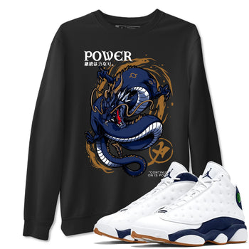 Air Jordan 13 Retro Midnight Navy t shirts to match sneakers Dragon Power sneaker match tees 13s Midnight Navy tee SNRT Sneaker Tees unisex cotton Black 1 shirts