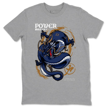 Air Jordan 13 Retro Midnight Navy t shirts to match sneakers Dragon Power sneaker match tees 13s Midnight Navy tee SNRT Sneaker Tees unisex cotton Heather Grey 2 shirts