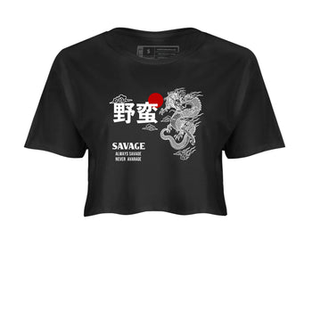 Sneaker match tees – Sneaker Tees To Match Air Jordan 12 Taxi Shoes – Dragon Savage Crop T-Shirt Black 2