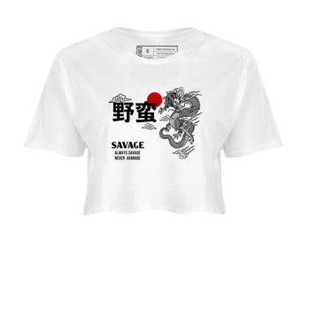 Sneaker match tees – Sneaker Tees To Match Air Jordan 12 Taxi Shoes – Dragon Savage Crop T-Shirt White 2