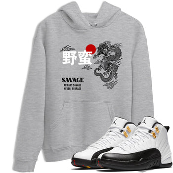 Sneaker match tees – Sneaker Tees To Match Air Jordan 12 Taxi Shoes – Dragon Savage Tee Heather Grey 1