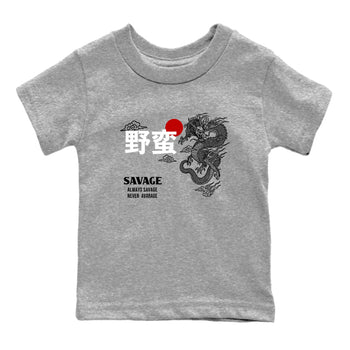 Sneaker match tees – Sneaker Tees To Match Air Jordan 12 Taxi Shoes – Dragon Savage Kids T-Shirt Heather Grey 2