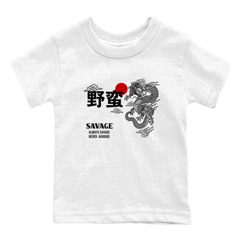 Sneaker match tees – Sneaker Tees To Match Air Jordan 12 Taxi Shoes – Dragon Savage Kids T-Shirt White 2