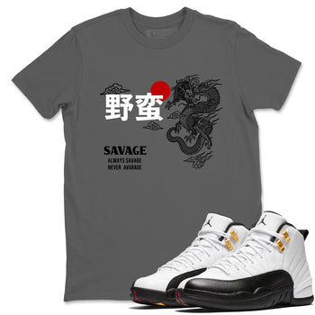 Sneaker match tees – Sneaker Tees To Match Air Jordan 12 Taxi Shoes – Dragon Savage Tee Cool Grey 1