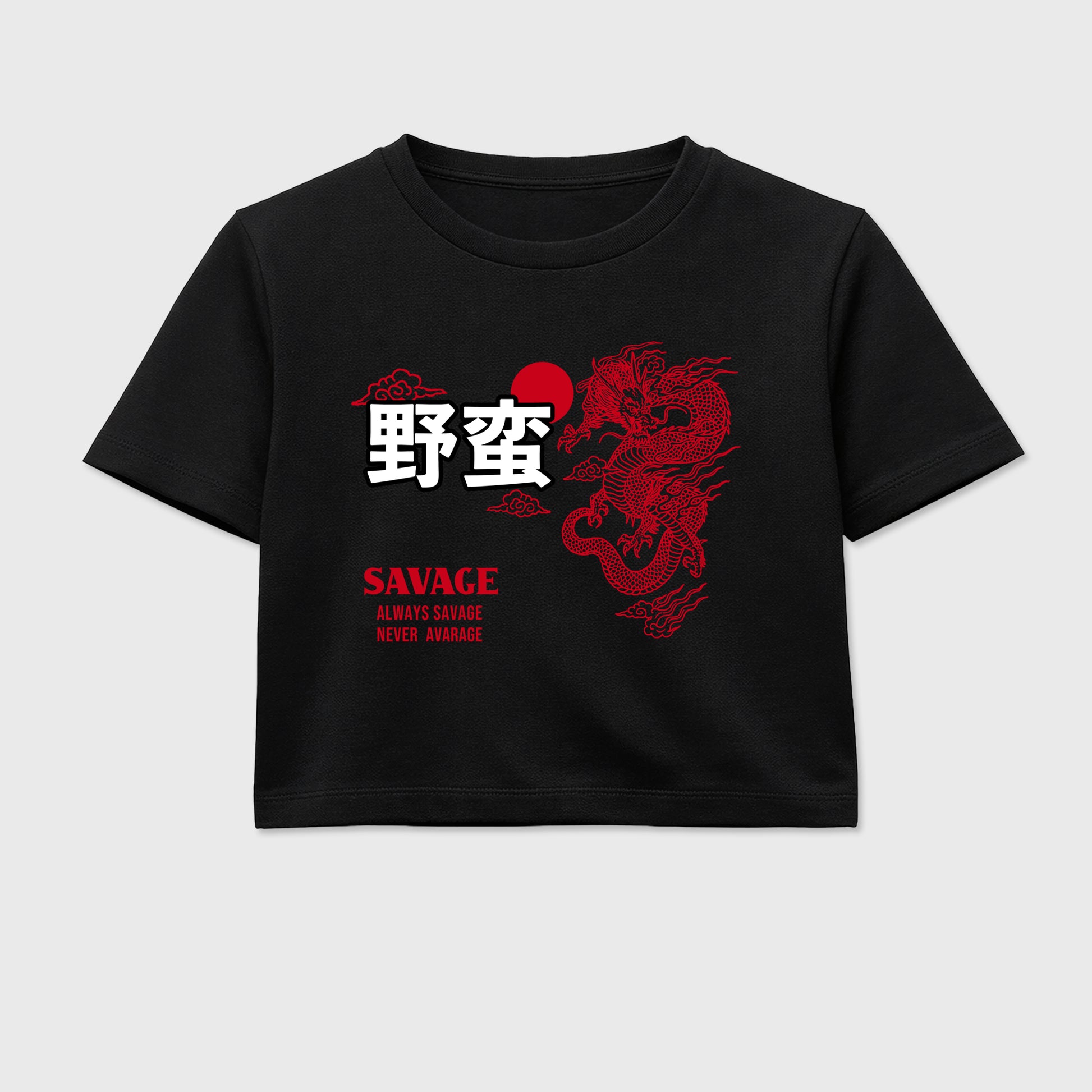 Sneaker match tees – Sneaker Tees To Match Air Jordan 13 University Red Shoes – Dragon Savage Crop T-Shirt Black 2