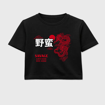 Sneaker match tees – Sneaker Tees To Match Air Jordan 13 University Red Shoes – Dragon Savage Crop T-Shirt Black 2