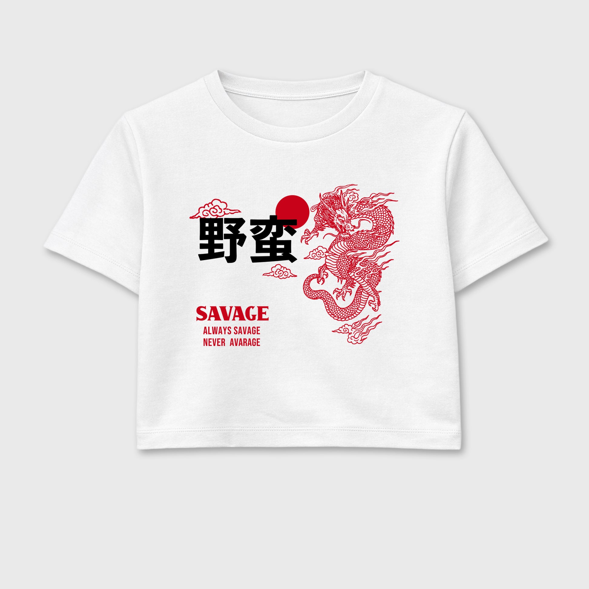 Sneaker match tees – Sneaker Tees To Match Air Jordan 13 University Red Shoes – Dragon Savage Crop T-Shirt White 2