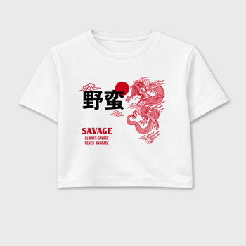 Sneaker match tees – Sneaker Tees To Match Air Jordan 13 University Red Shoes – Dragon Savage Crop T-Shirt White 2