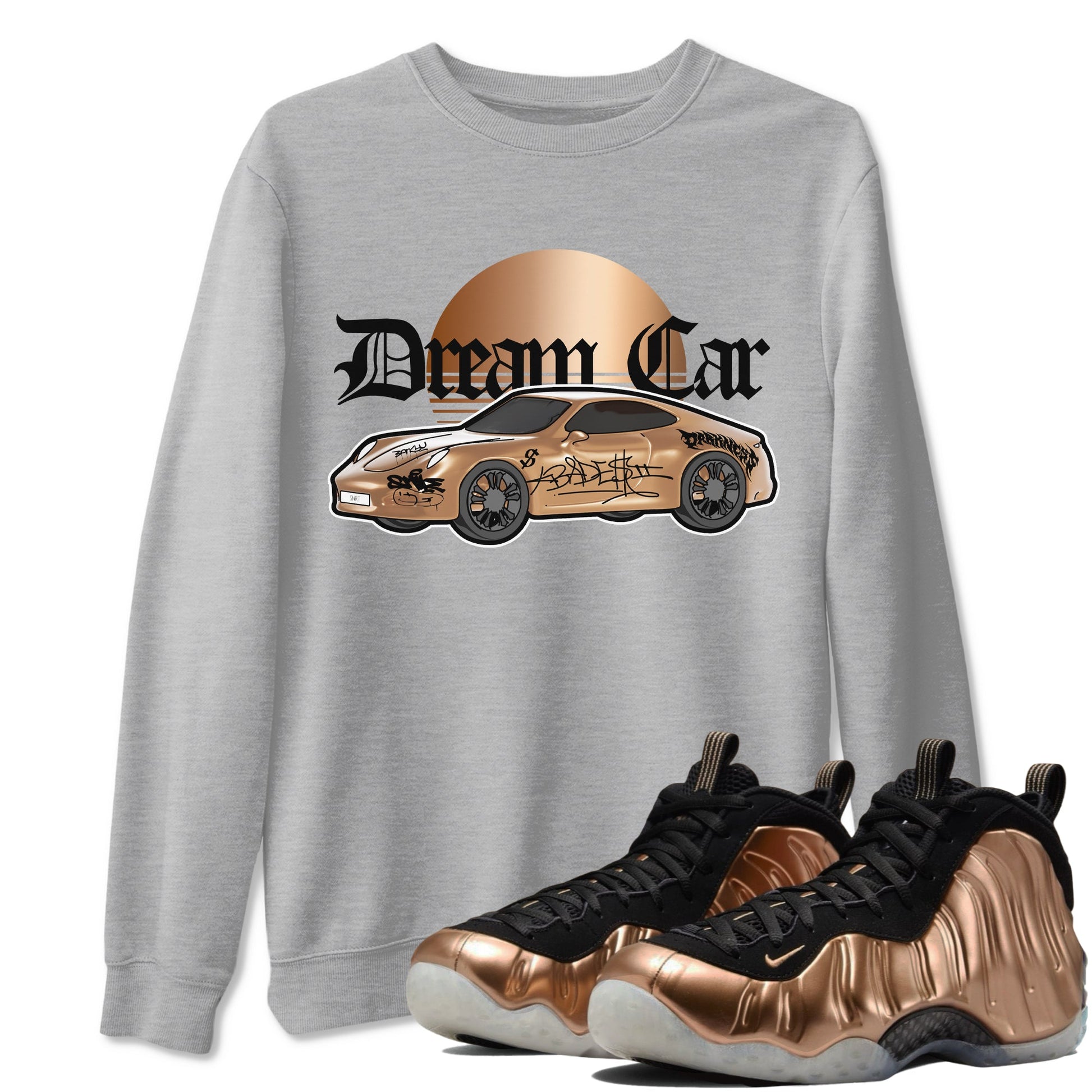Foams One Metallic Copper shirts to match jordans Dream Car sneaker match tees Air Foamposite One Metallic Copper match shoes to clothes SNRT Sneaker Tees unisex cotton Heather Grey 1 shirts