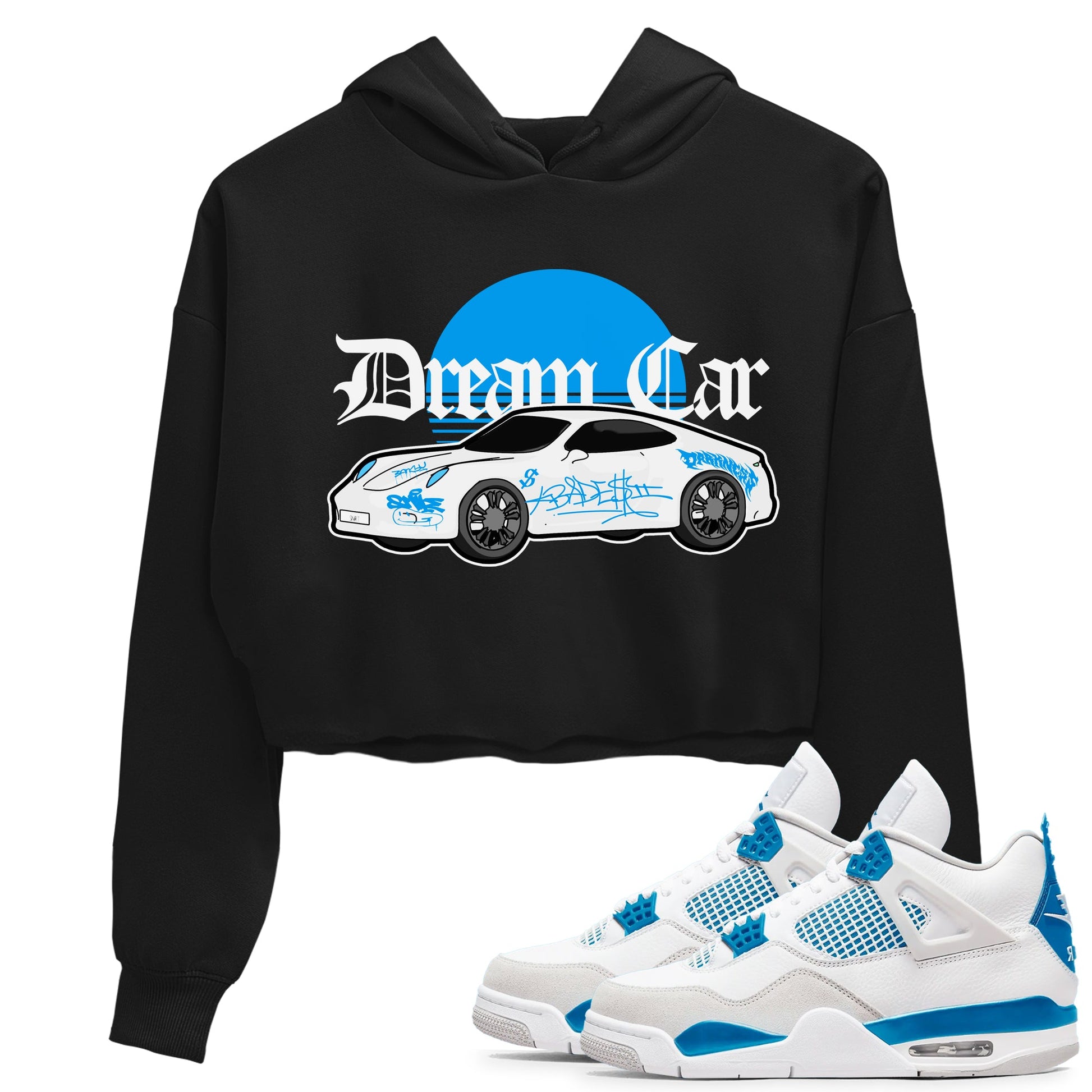 Air Jordan 4 Industrial Blue shirt to match jordans Dream Car sneaker tees Air Jordan 4 Military Blue SNRT Sneaker Release Tees Black 1 crop length shirt