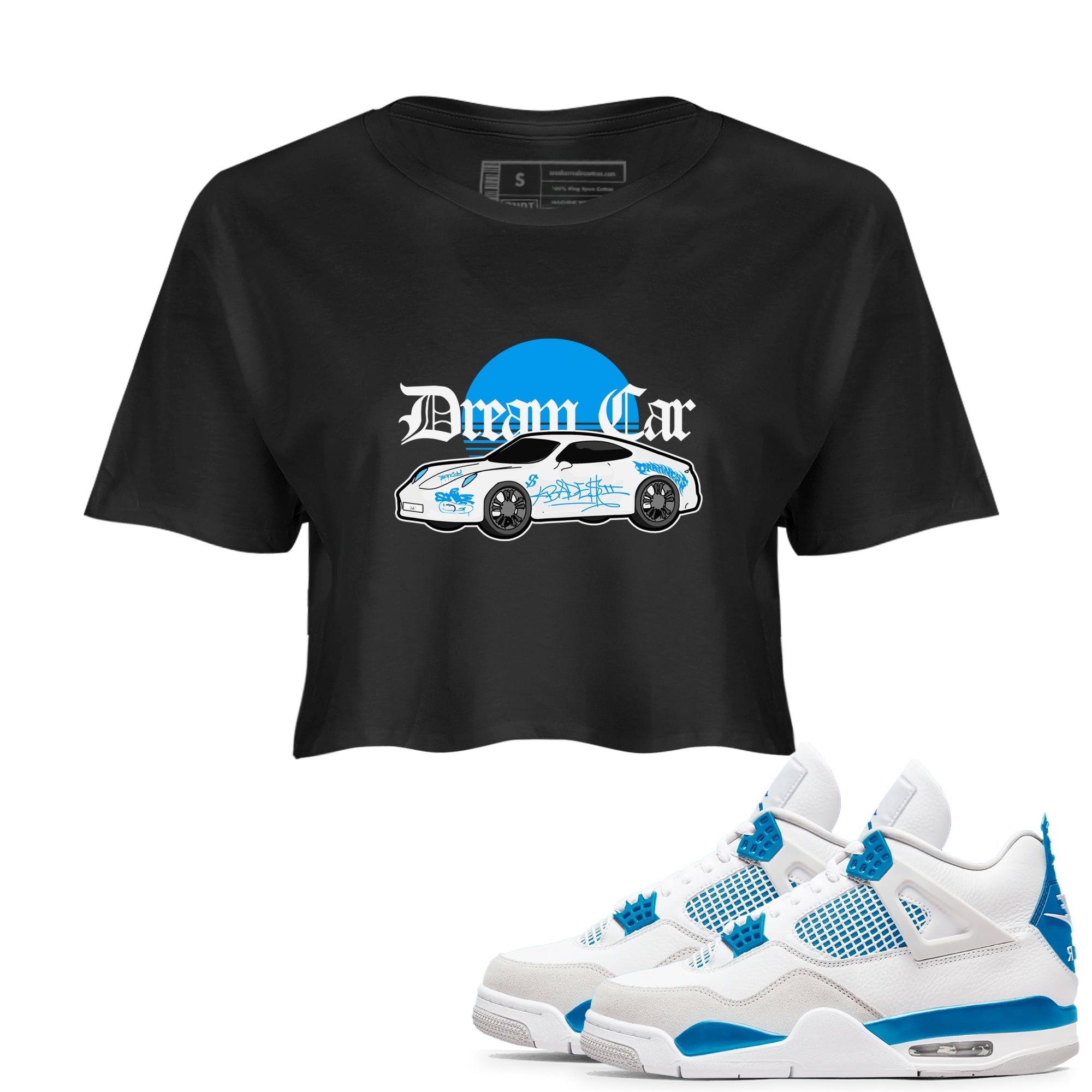 Air Jordan 4 Industrial Blue shirt to match jordans Dream Car sneaker tees Air Jordan 4 Military Blue SNRT Sneaker Release Tees Black 1 crop length shirt