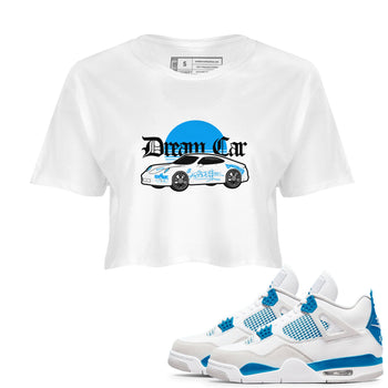 Air Jordan 4 Industrial Blue shirt to match jordans Dream Car sneaker tees Air Jordan 4 Military Blue SNRT Sneaker Release Tees White 1 crop length shirt