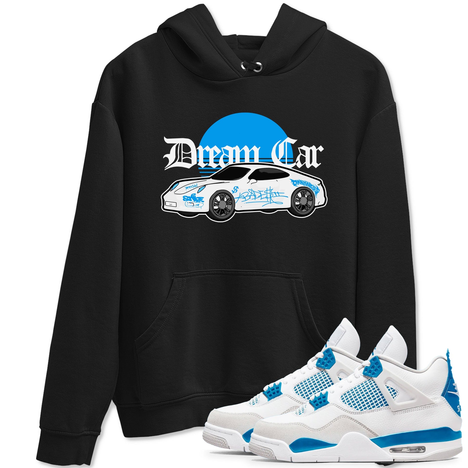 Air Jordan 4 Industrial Blue shirt to match jordans Dream Car sneaker tees Air Jordan 4 Military Blue SNRT Sneaker Release Tees unisex cotton Black 1 crew neck shirt