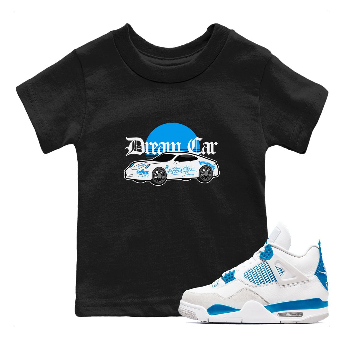 Air Jordan 4 Industrial Blue shirt to match jordans Dream Car sneaker tees Air Jordan 4 Military Blue SNRT sneaker release tees baby toddler Black 1 cotton Shirt