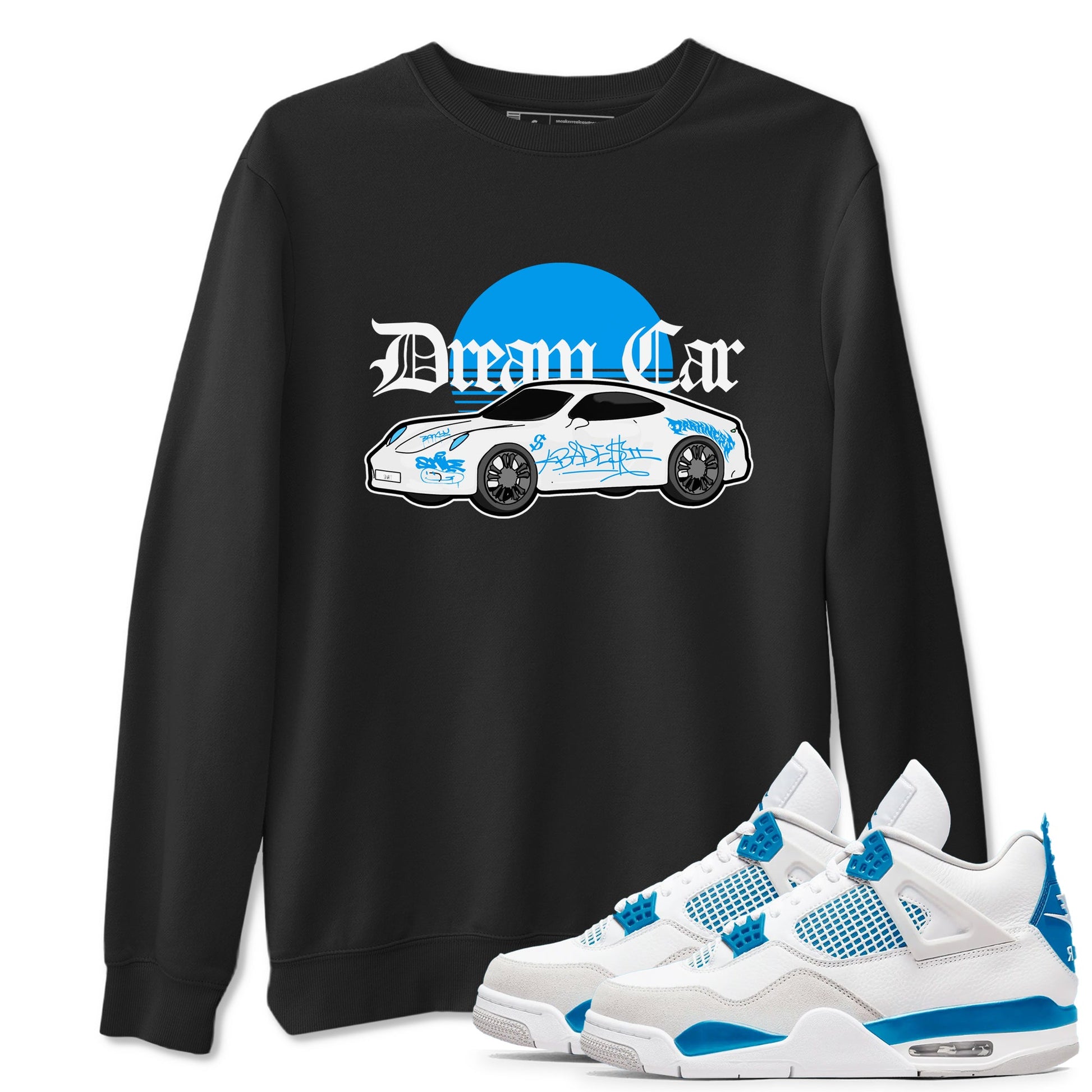 Air Jordan 4 Industrial Blue shirt to match jordans Dream Car sneaker tees Air Jordan 4 Military Blue SNRT Sneaker Release Tees unisex cotton Black 1 crew neck shirt
