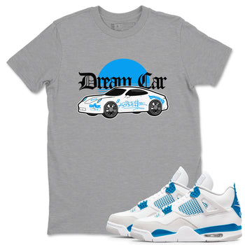 Air Jordan 4 Industrial Blue shirt to match jordans Dream Car sneaker tees Air Jordan 4 Military Blue SNRT Sneaker Release Tees unisex cotton Heather Grey 1 crew neck shirt