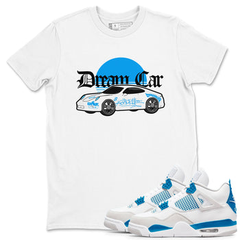 Air Jordan 4 Industrial Blue shirt to match jordans Dream Car sneaker tees Air Jordan 4 Military Blue SNRT Sneaker Release Tees unisex cotton White 1 crew neck shirt