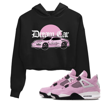 4s Retro Orchid shirts to match jordans Dream Car sneaker match tees Air Jordan 4 WMNS Orchid match shoes to clothes SNRT Sneaker Tees unisex cotton Black 1 crop tee