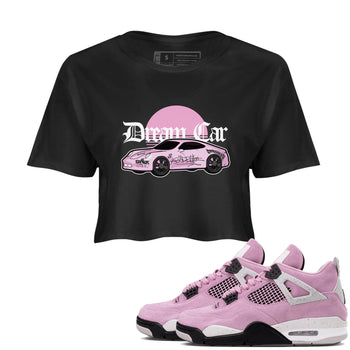4s Retro Orchid shirts to match jordans Dream Car sneaker match tees Air Jordan 4 WMNS Orchid match shoes to clothes SNRT Sneaker Tees unisex cotton Black 1 crop tee
