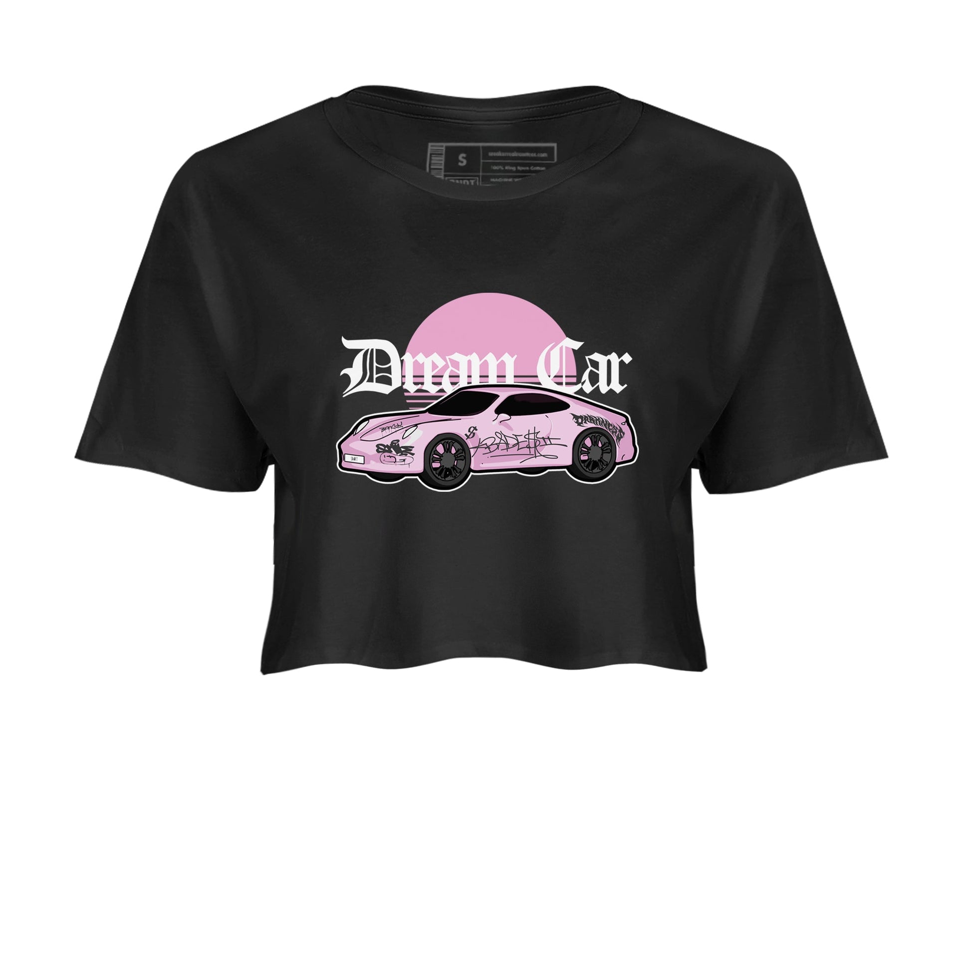 4s Retro Orchid shirts to match jordans Dream Car sneaker match tees Air Jordan 4 WMNS Orchid match shoes to clothes SNRT Sneaker Tees unisex cotton Black 2 crop tee