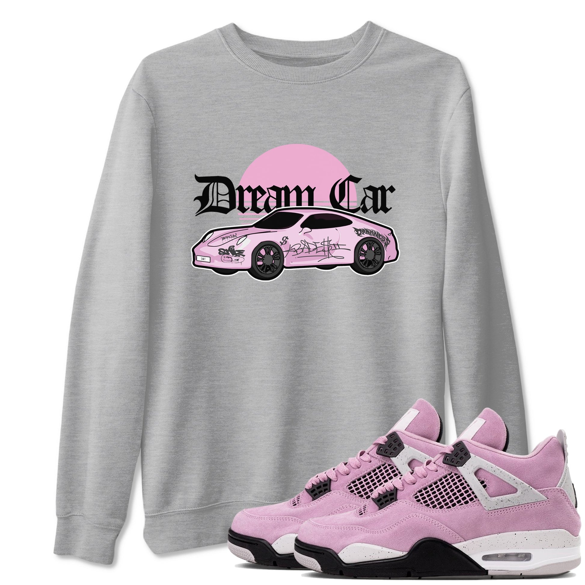 4s Retro Orchid shirts to match jordans Dream Car sneaker match tees Air Jordan 4 WMNS Orchid match shoes to clothes SNRT Sneaker Tees unisex cotton Heather Grey 1 shirts