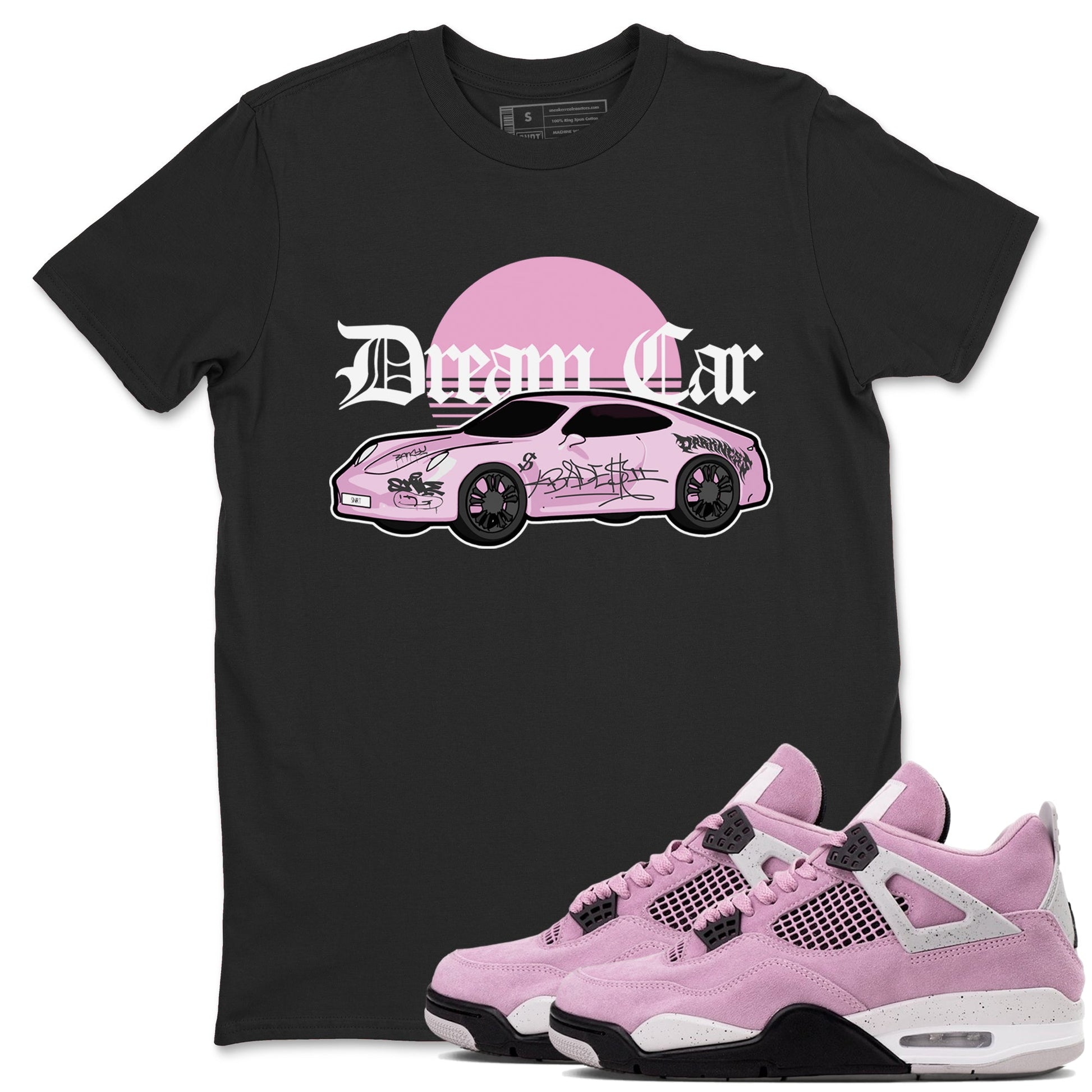 4s Retro Orchid shirts to match jordans Dream Car sneaker match tees Air Jordan 4 WMNS Orchid match shoes to clothes SNRT Sneaker Tees unisex cotton Black 1 shirts
