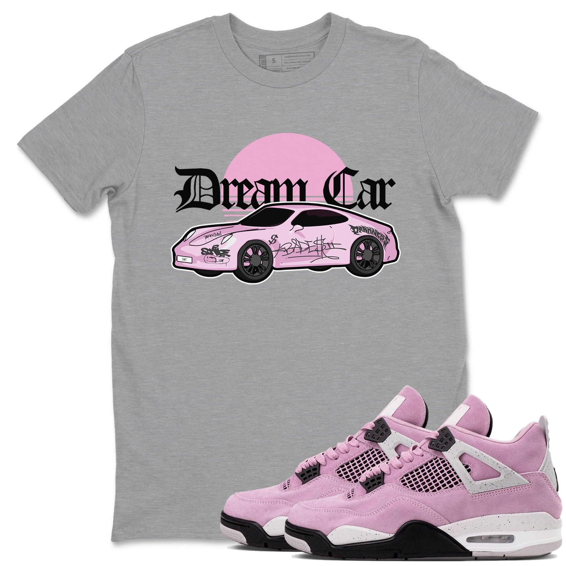 4s Retro Orchid shirts to match jordans Dream Car sneaker match tees Air Jordan 4 WMNS Orchid match shoes to clothes SNRT Sneaker Tees unisex cotton Heather Grey 1 shirts