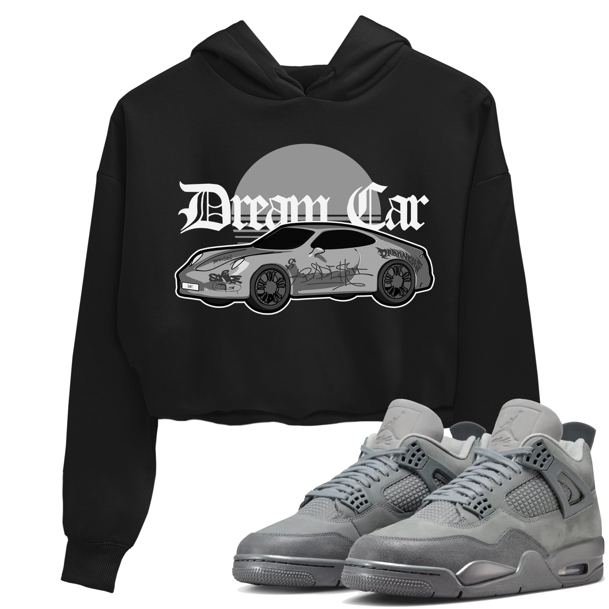 4s Wet Cement shirts to match jordans Dream Car sneaker match tees Air Jordan 4 SE Wet Cement SNRT Sneaker Release Tees unisex cotton Black 1 Crop Shirts