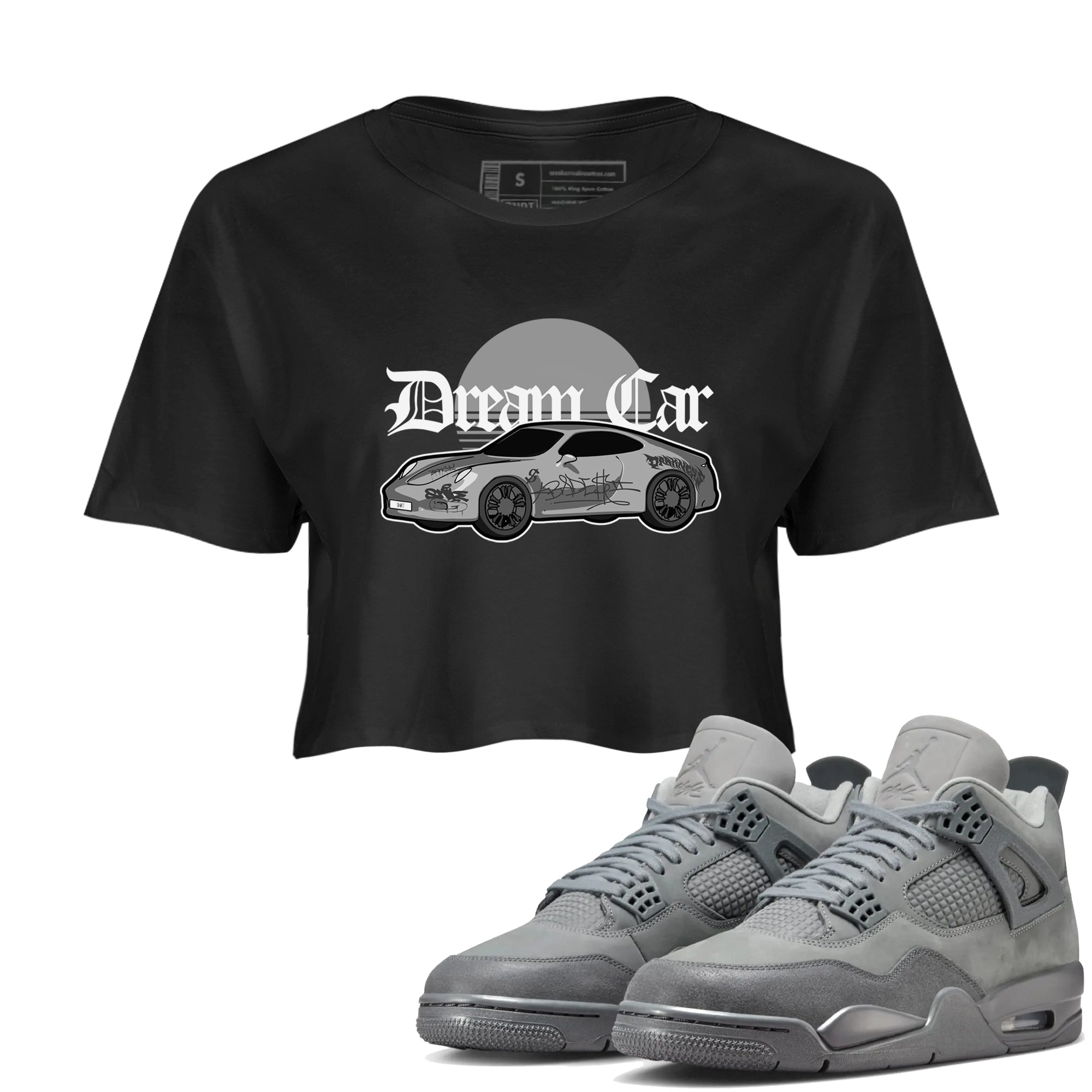 4s Wet Cement shirts to match jordans Dream Car sneaker match tees Air Jordan 4 SE Wet Cement SNRT Sneaker Release Tees unisex cotton Black 1 Crop Shirts