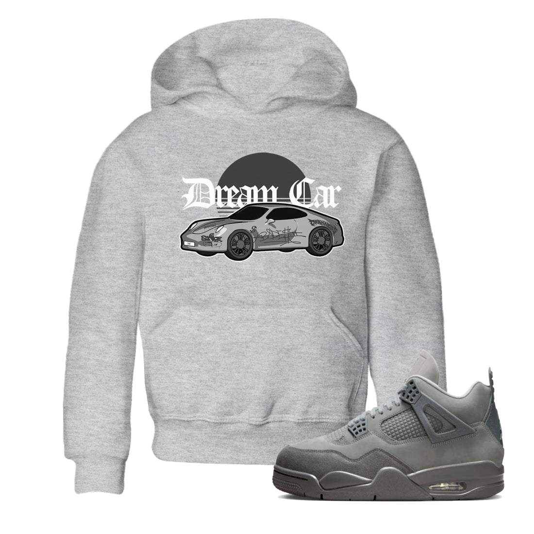 4s Wet Cement shirts to match jordans Dream Car sneaker match tees Air Jordan 4 SE Wet Cement SNRT Sneaker Release Tees Youth Baby Heather Grey 1 crew neck shirts