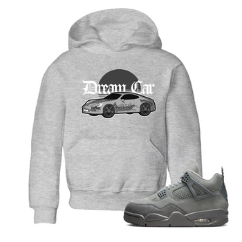 4s Wet Cement shirts to match jordans Dream Car sneaker match tees Air Jordan 4 SE Wet Cement SNRT Sneaker Release Tees Youth Baby Heather Grey 1 crew neck shirts