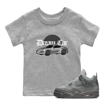 4s Wet Cement shirts to match jordans Dream Car sneaker match tees Air Jordan 4 SE Wet Cement SNRT Sneaker Release Tees Youth Baby Heather Grey 1 crew neck shirts