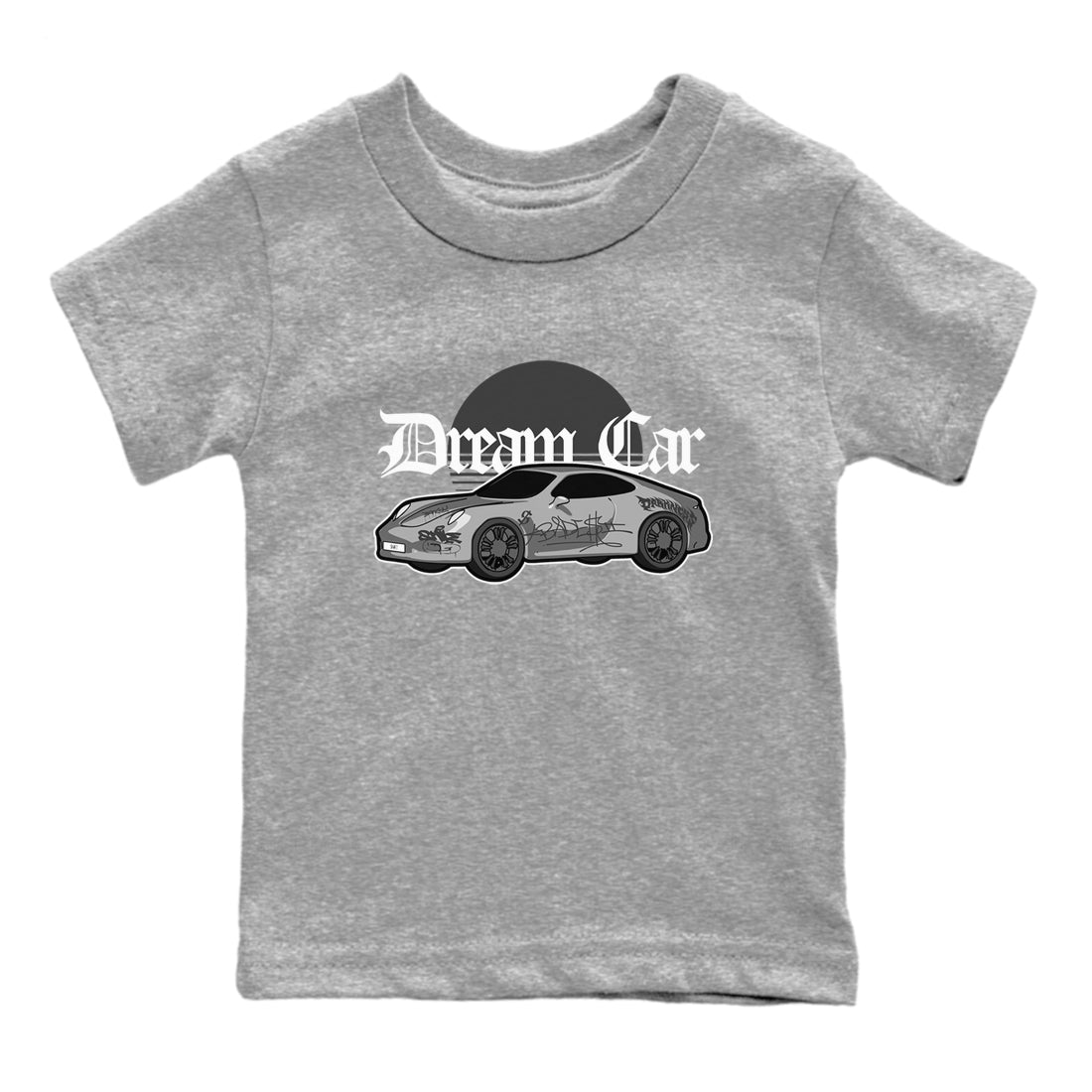 4s Wet Cement shirts to match jordans Dream Car sneaker match tees Air Jordan 4 SE Wet Cement SNRT Sneaker Release Tees Youth Baby Heather Grey 2 crew neck shirts