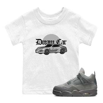 4s Wet Cement shirts to match jordans Dream Car sneaker match tees Air Jordan 4 SE Wet Cement SNRT Sneaker Release Tees Youth Baby White 1 crew neck shirts