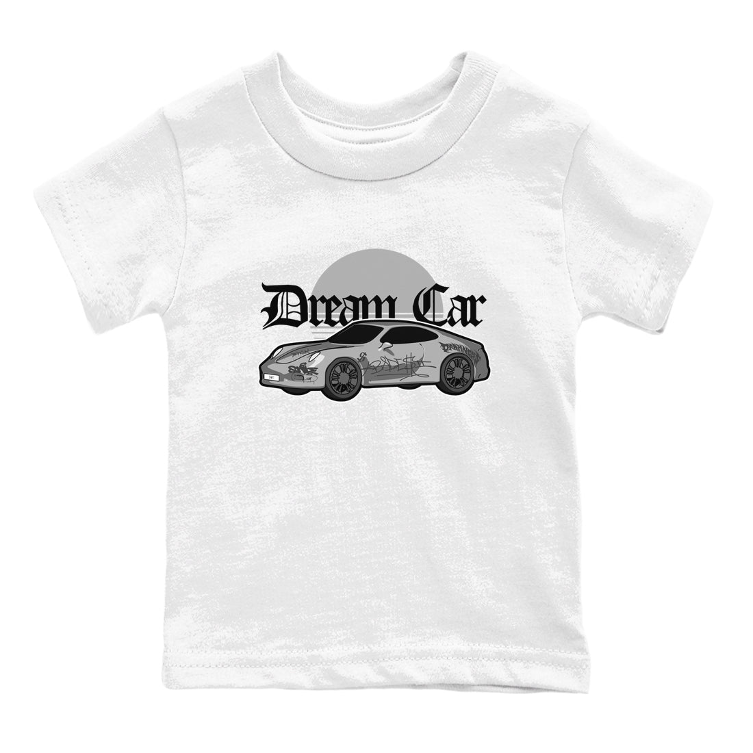 4s Wet Cement shirts to match jordans Dream Car sneaker match tees Air Jordan 4 SE Wet Cement SNRT Sneaker Release Tees Youth Baby White 2 crew neck shirts