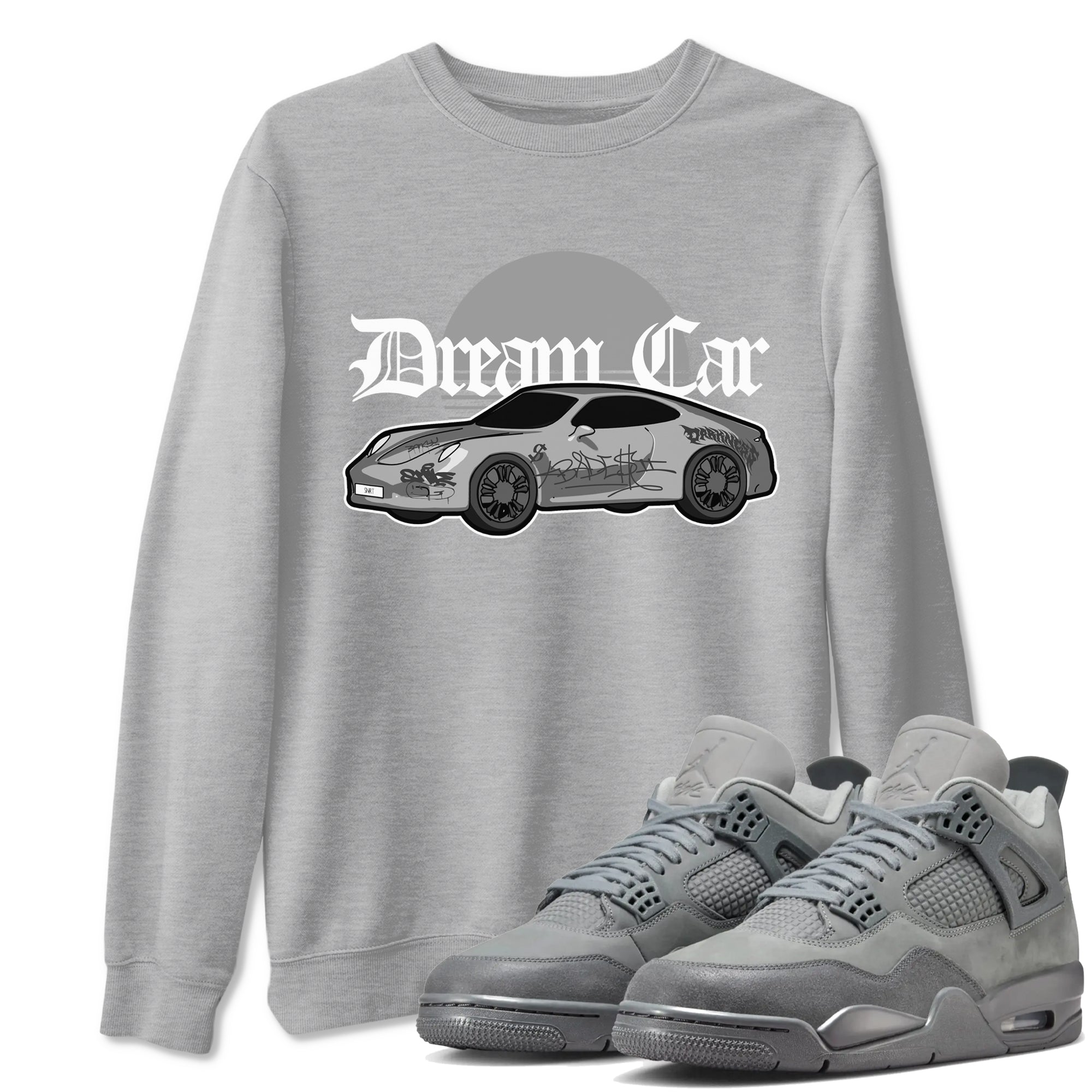 4s Wet Cement shirts to match jordans Dream Car sneaker match tees Air Jordan 4 SE Wet Cement SNRT Sneaker Release Tees unisex cotton Heather Grey 1 crew neck shirts