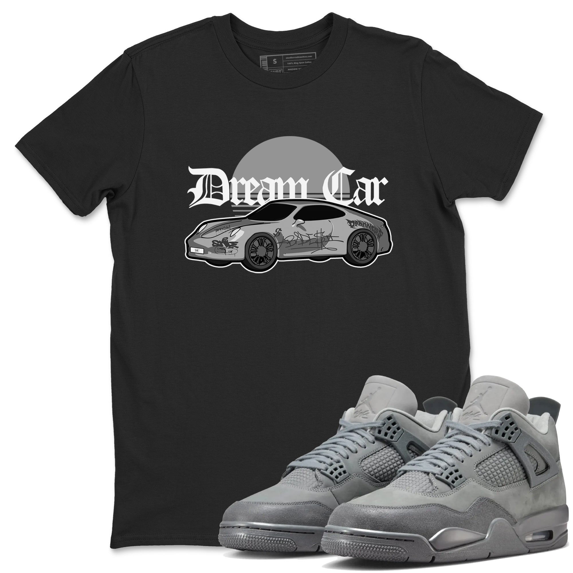 4s Wet Cement shirts to match jordans Dream Car sneaker match tees Air Jordan 4 SE Wet Cement SNRT Sneaker Release Tees unisex cotton Black 1 crew neck shirts