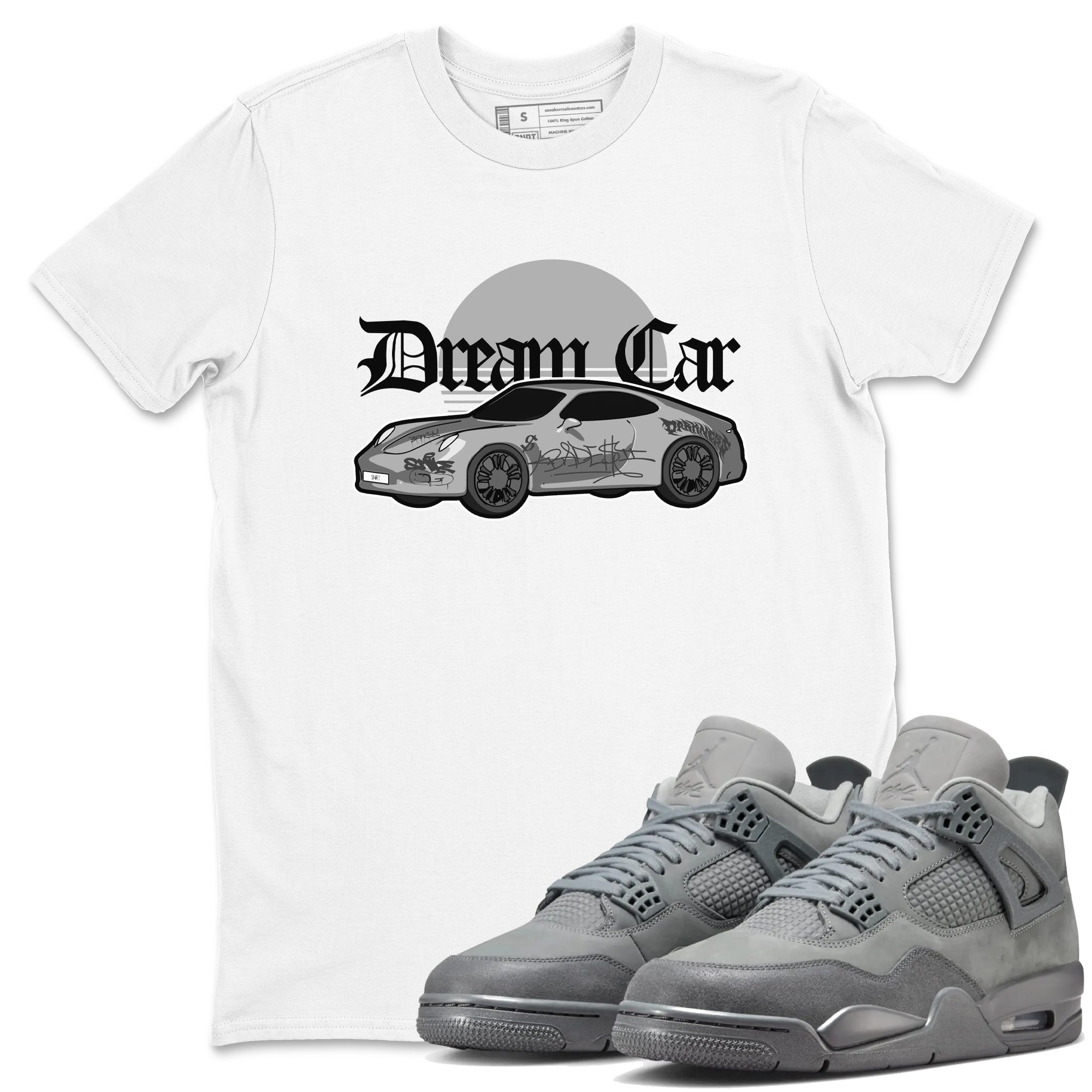4s Wet Cement shirts to match jordans Dream Car sneaker match tees Air Jordan 4 SE Wet Cement SNRT Sneaker Release Tees unisex cotton White 1 crew neck shirts