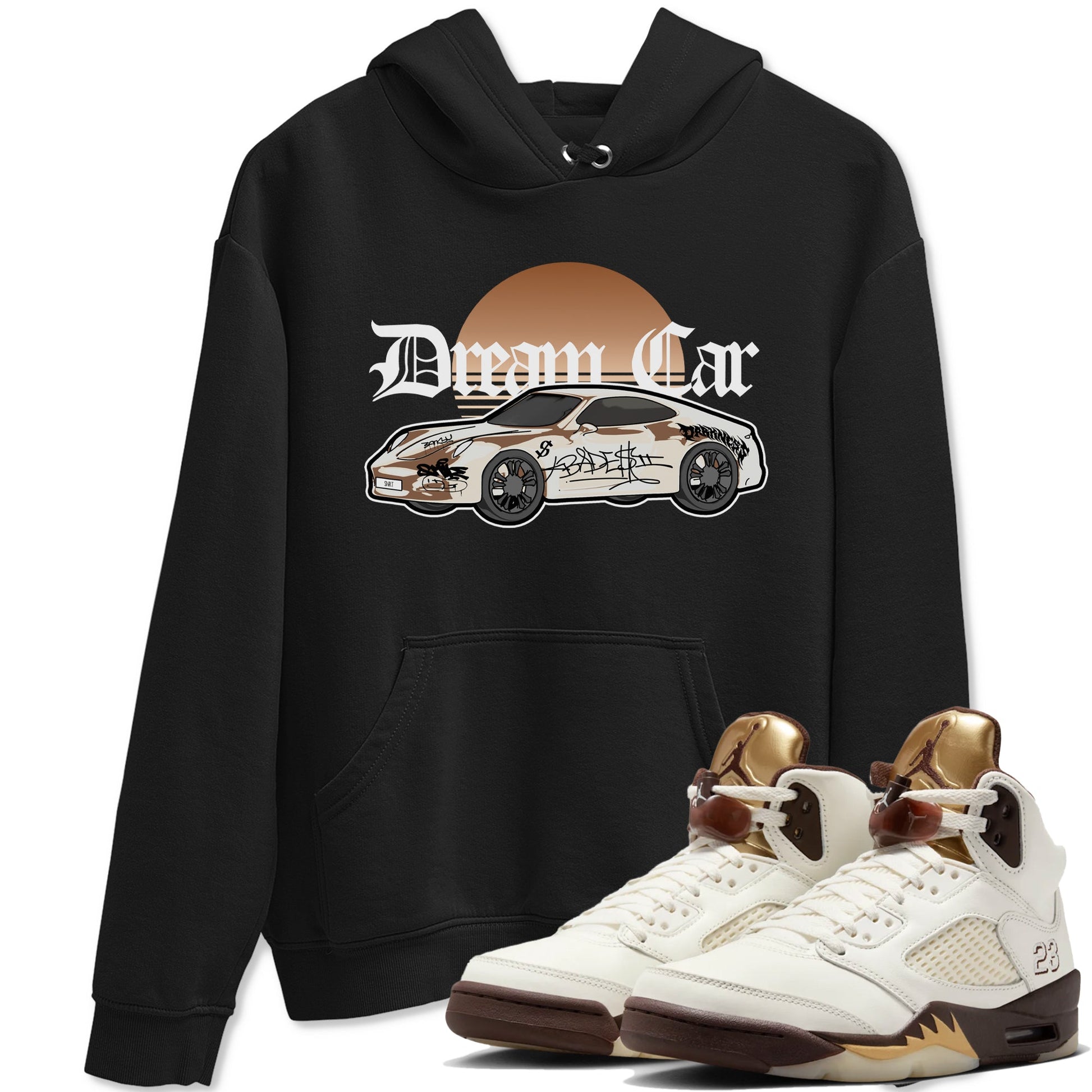 5s Golden Ticket shirts to match jordans Dream Car best t shirts to wear with jordans Air Jordan 5 Golden Ticket match shoes to clothes SNRT Sneaker Tees unisex cotton Black 1 shirts