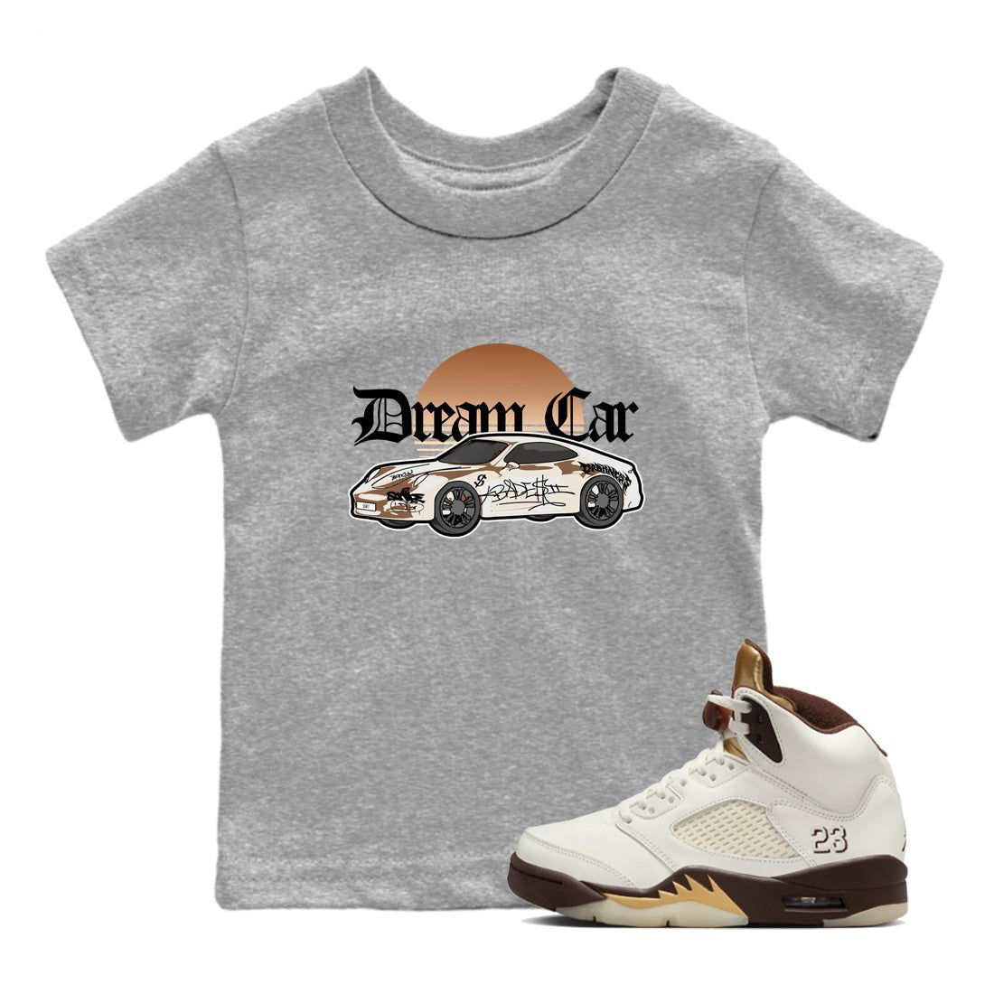 5s Golden Ticket shirts to match jordans Dream Car best t shirts to wear with jordans Air Jordan 5 Golden Ticket match shoes to clothes SNRT Sneaker Tees Youth Baby Heather Grey 1 tee