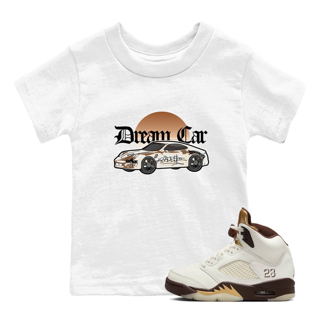 5s Golden Ticket shirts to match jordans Dream Car best t shirts to wear with jordans Air Jordan 5 Golden Ticket match shoes to clothes SNRT Sneaker Tees Youth Baby White 1 tee