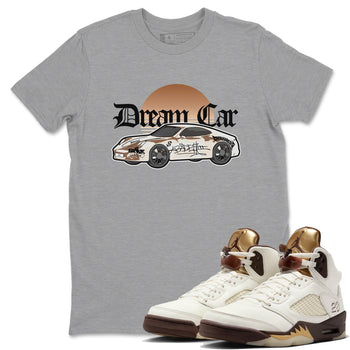 5s Golden Ticket shirts to match jordans Dream Car best t shirts to wear with jordans Air Jordan 5 Golden Ticket match shoes to clothes SNRT Sneaker Tees unisex cotton Heather Grey 1 shirts