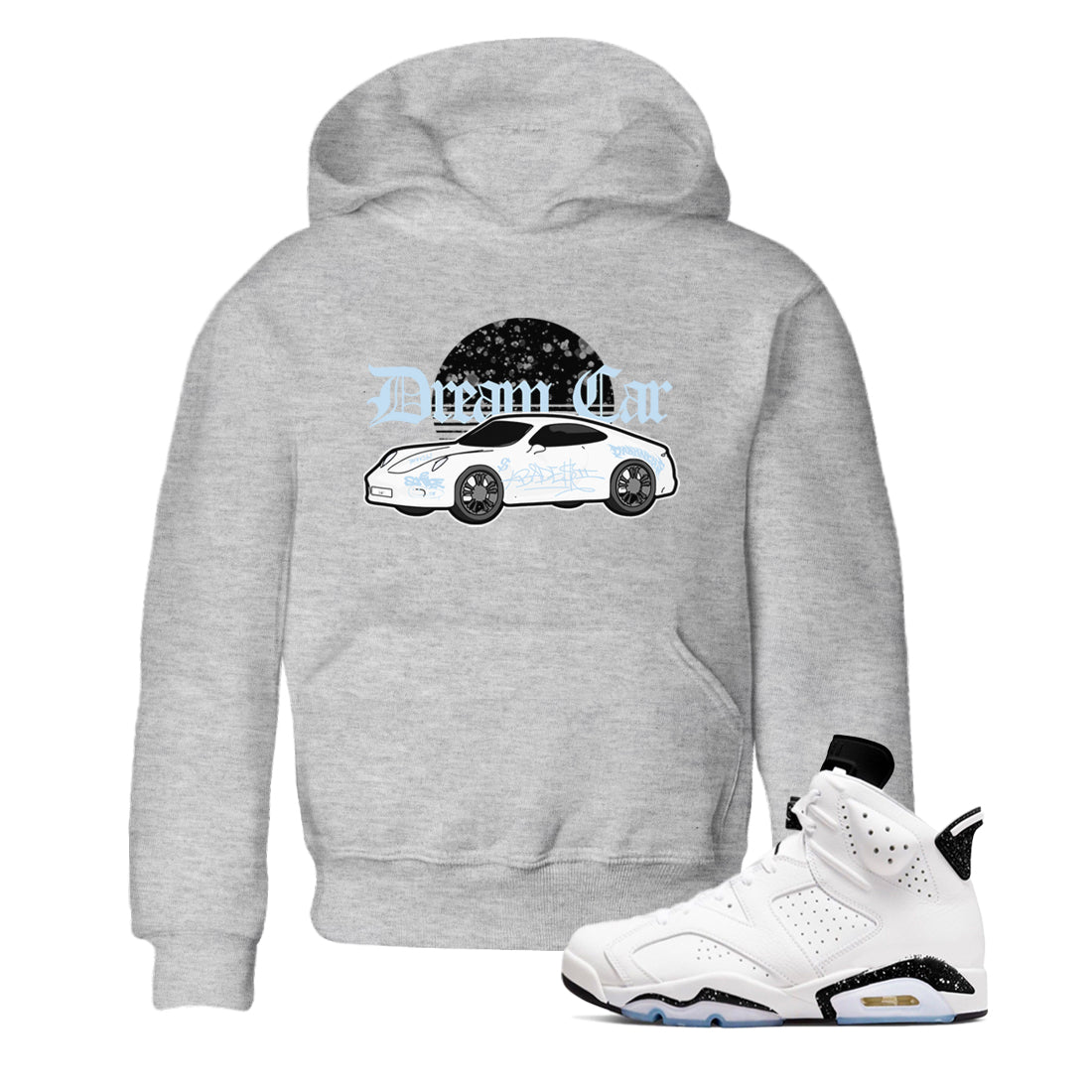 AJ6 White Black shirts to match jordans Dream Car sneaker match tees Air Jordan 6 White Black SNRT Sneaker Tees streetwear brand Baby and Youth Heather Grey 1 cotton tee