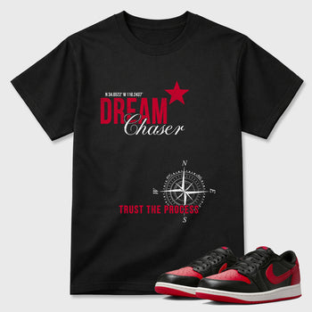 Sneaker match tees – Sneaker Tees To Match Air Jordan 1 Banned Shoes – Dream Chaser Tee Black 1