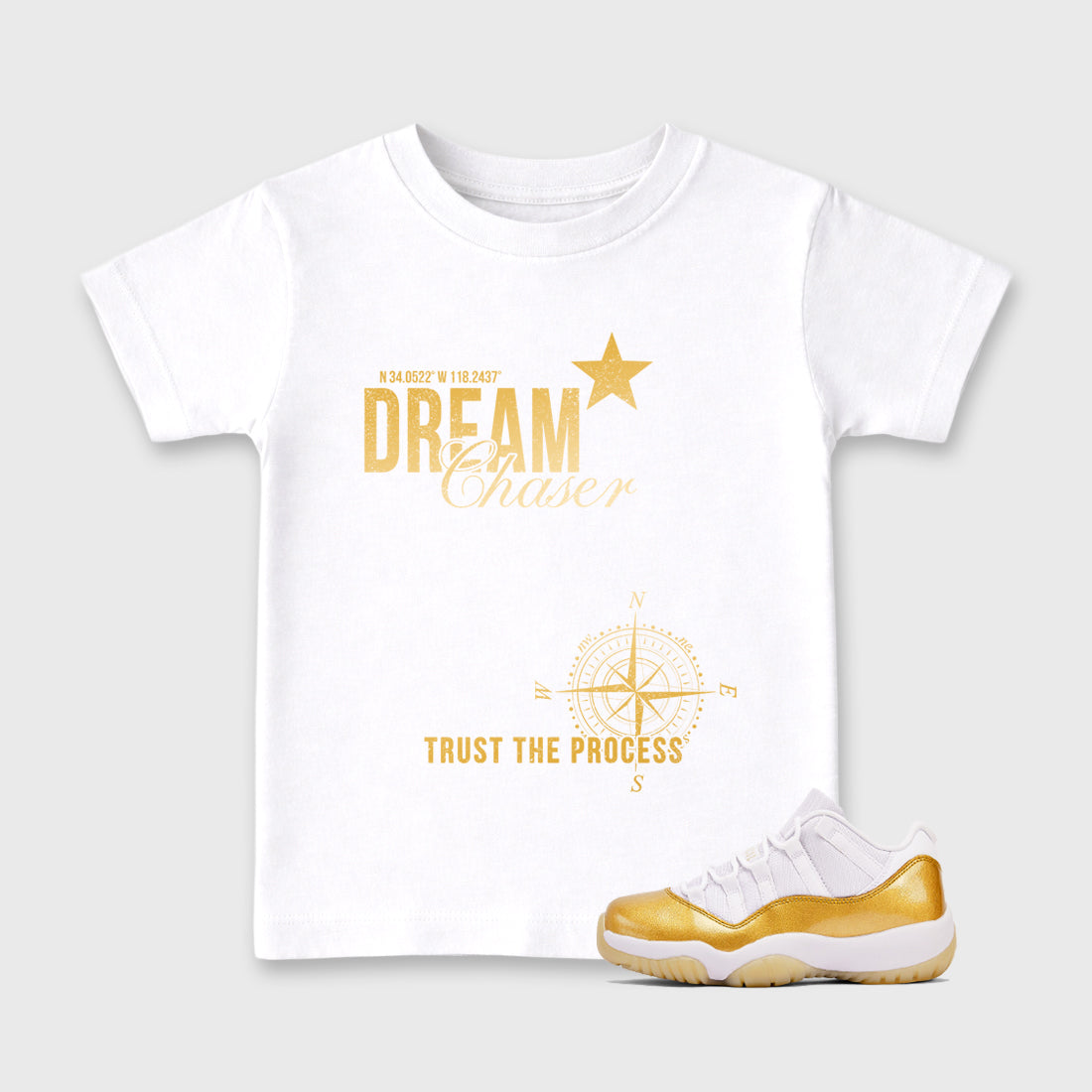 Sneaker match tees – Sneaker Tees To Match Air Jordan 11 Mother's Day Shoes – Dream Chaser Kids T-Shirt White 1