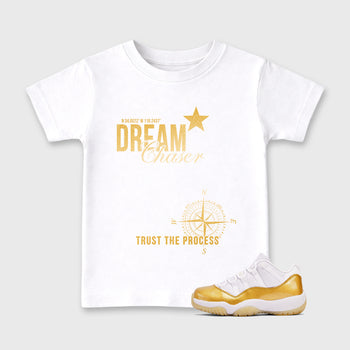 Sneaker match tees – Sneaker Tees To Match Air Jordan 11 Mother's Day Shoes – Dream Chaser Kids T-Shirt White 1